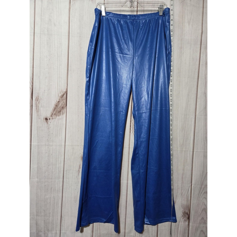Miss California Pants Womens‎ 3X Plus Blue Pull On Wide Leg Polyester Made USA
